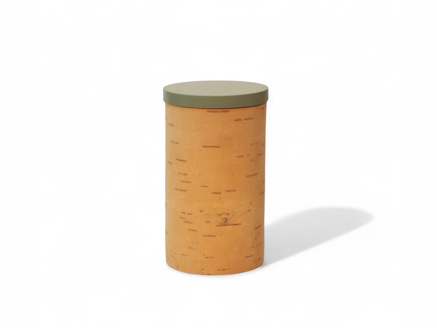 Storage boxes made of birch bark and birch wood, lids in apple green