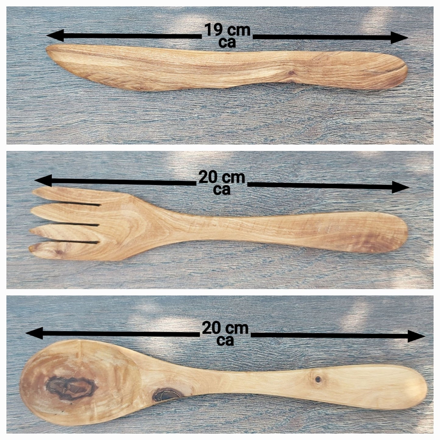 Handgefertigtes Besteck aus Olivenholz