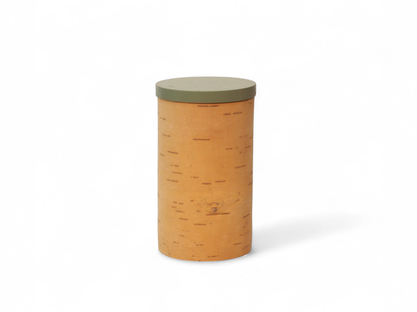 Storage boxes made of birch bark and birch wood, lids in apple green
