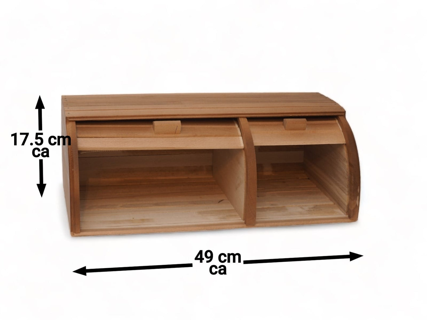 Brotkasten aus Holz mit 2 Fächern – handgemacht, nachhaltig, 49x26x17,5 cm