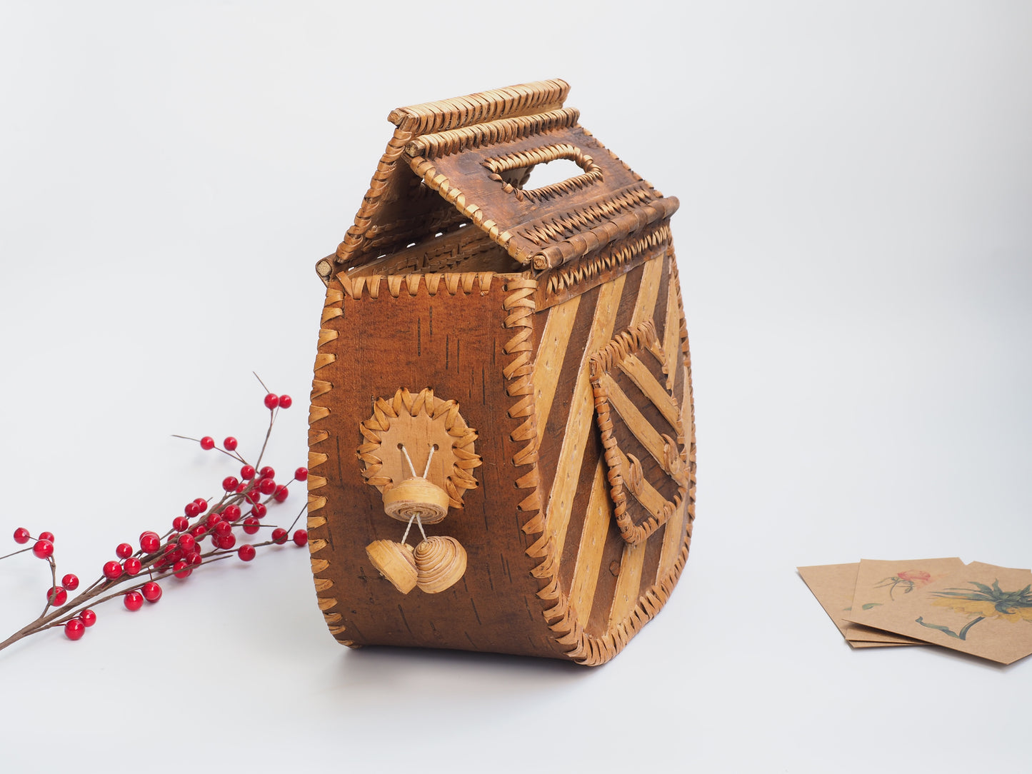 Sac à main en écorce de bouleau et bois - à charnière