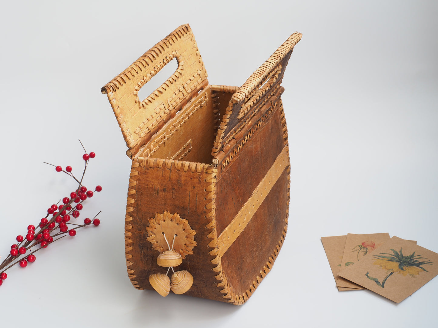 Sac à main en écorce de bouleau et bois - à charnière