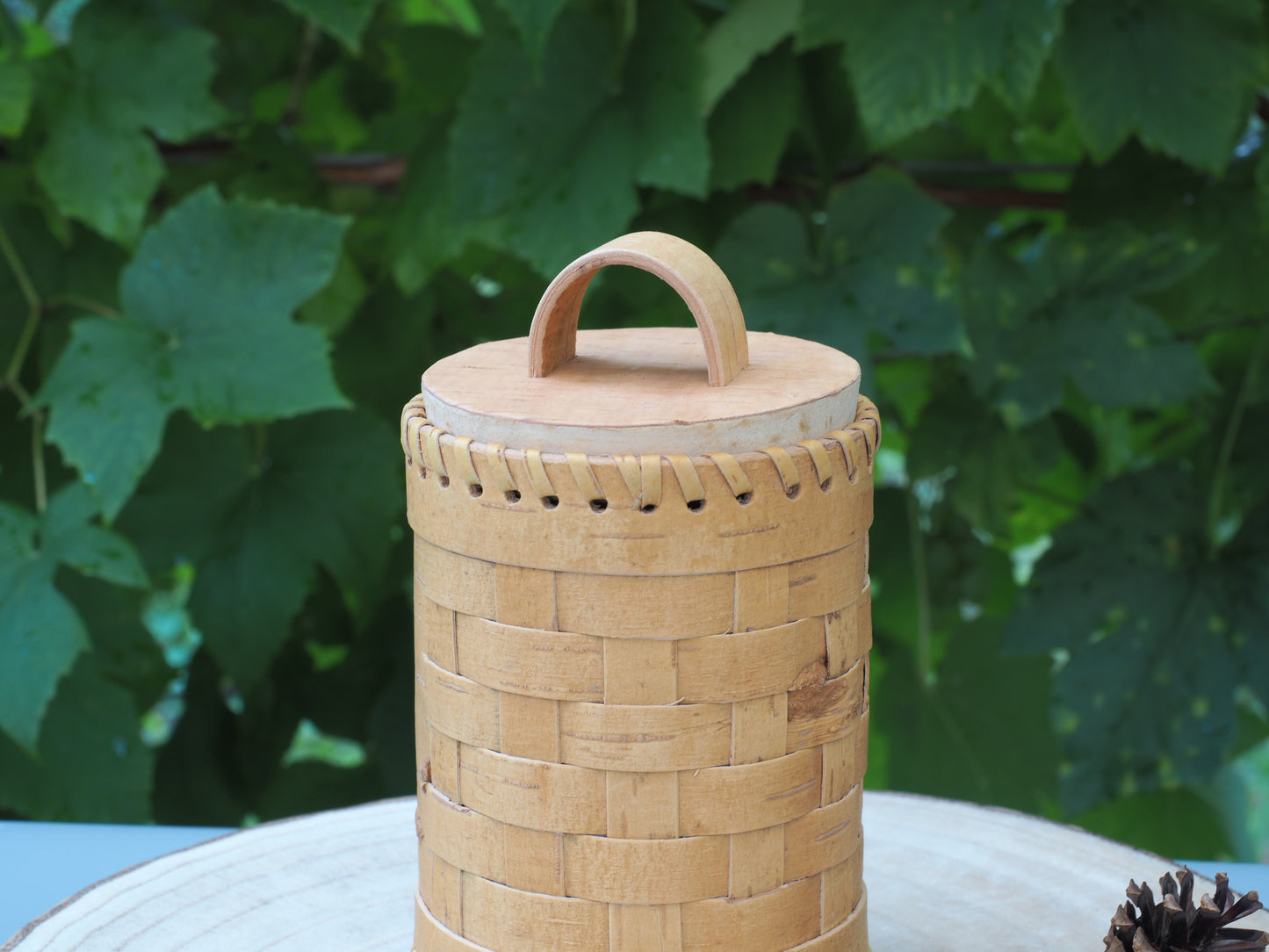 Conteneurs de stockage en écorce de bouleau et bois de bouleau, tressés