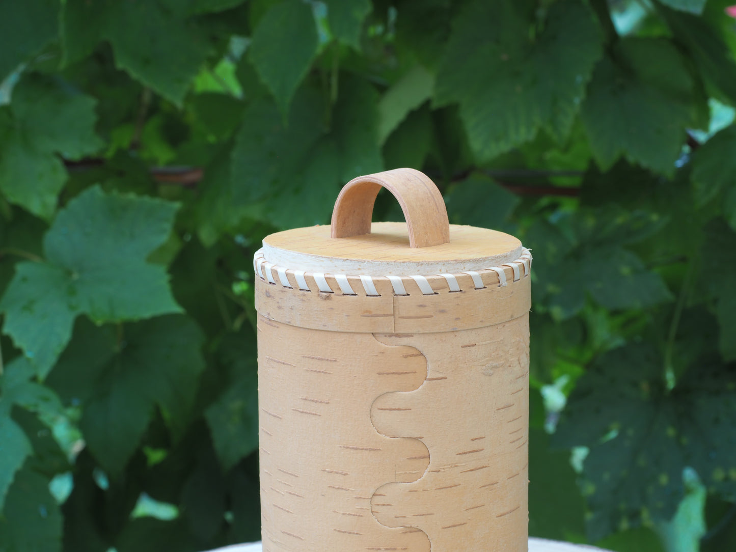 Conteneurs de stockage en écorce de bouleau et bois de bouleau, fond et couvercle tressés avec écorce de bouleau clair