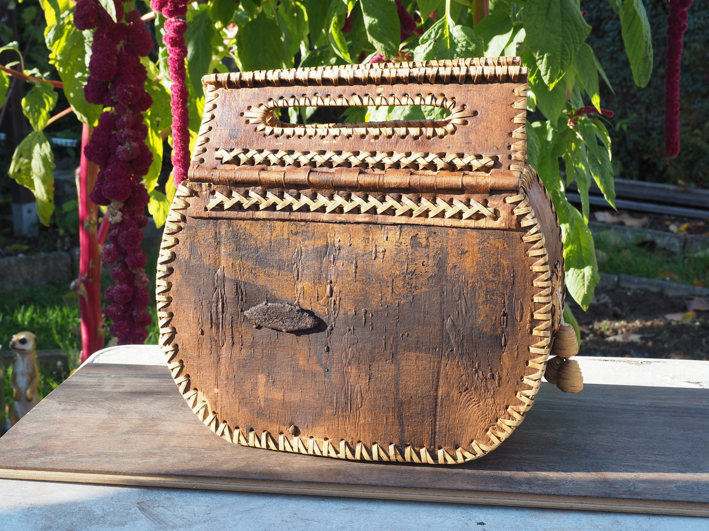Sac à main en écorce de bouleau et bois - foncé
