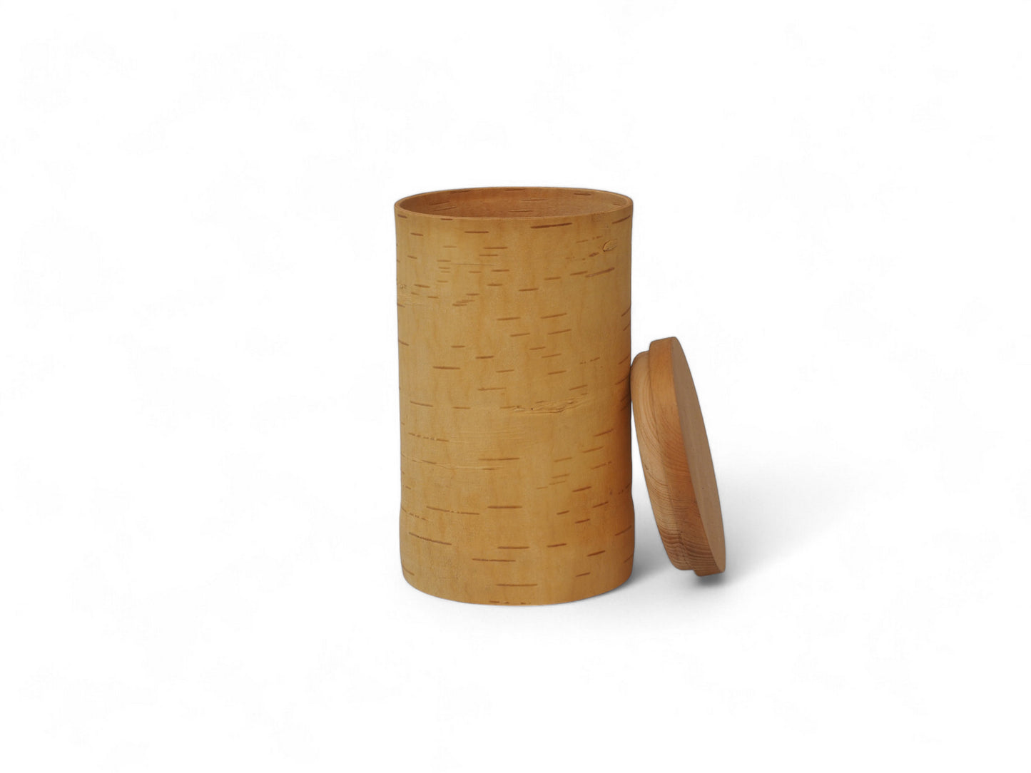 Récipients de conservation en écorce de bouleau et bois de bouleau, couvercle couleur bois