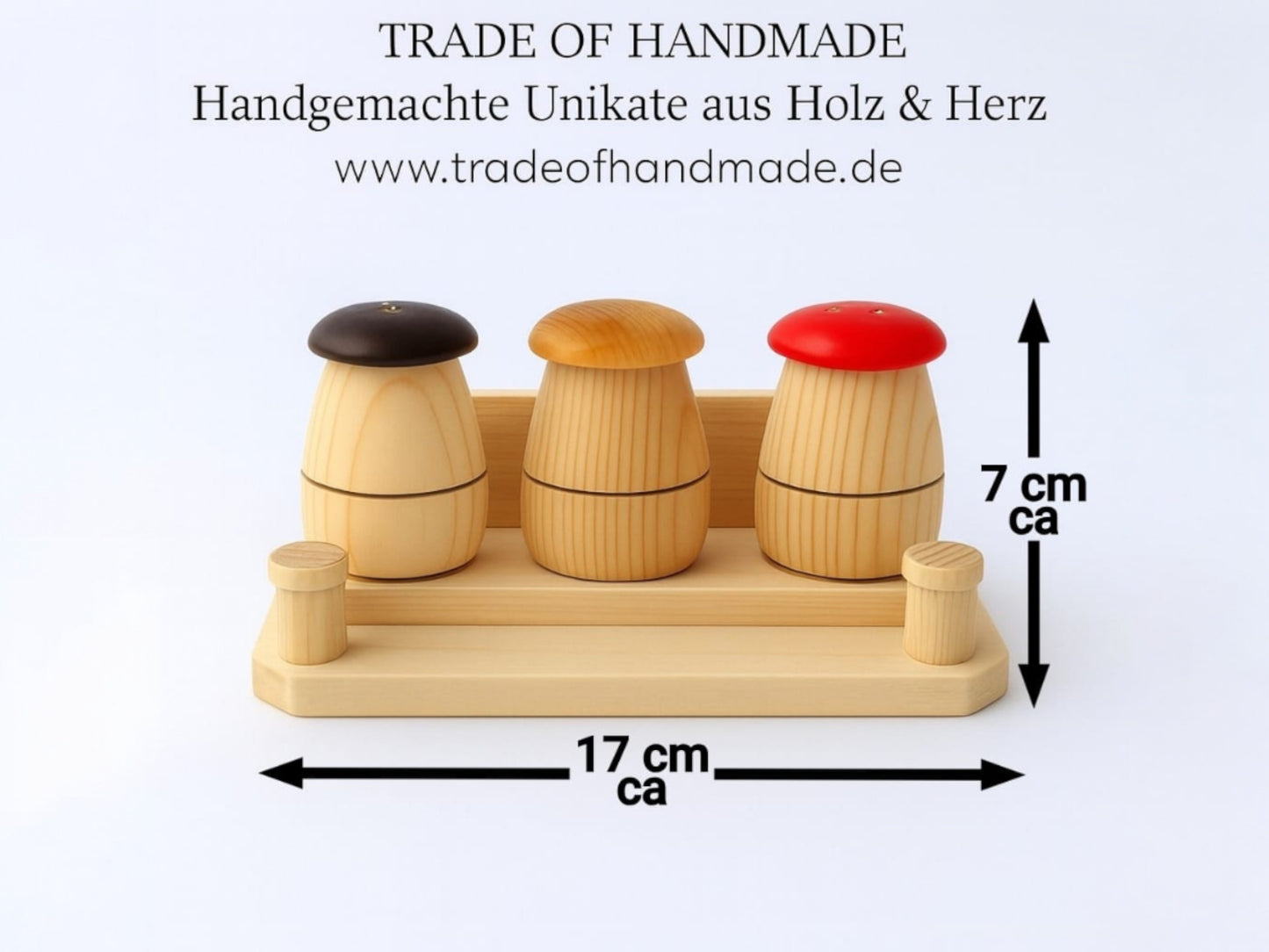 Handgemachtes Gewürzstreuer-Set aus Holz in Pilzform – Salz & Pfeffer Streuer nachhaltig & dekorativ