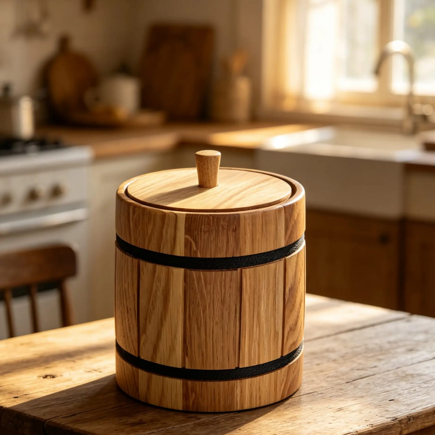 Handgefertigte Holzdose mit Deckel – Vorratsdose 14 × 12 cm