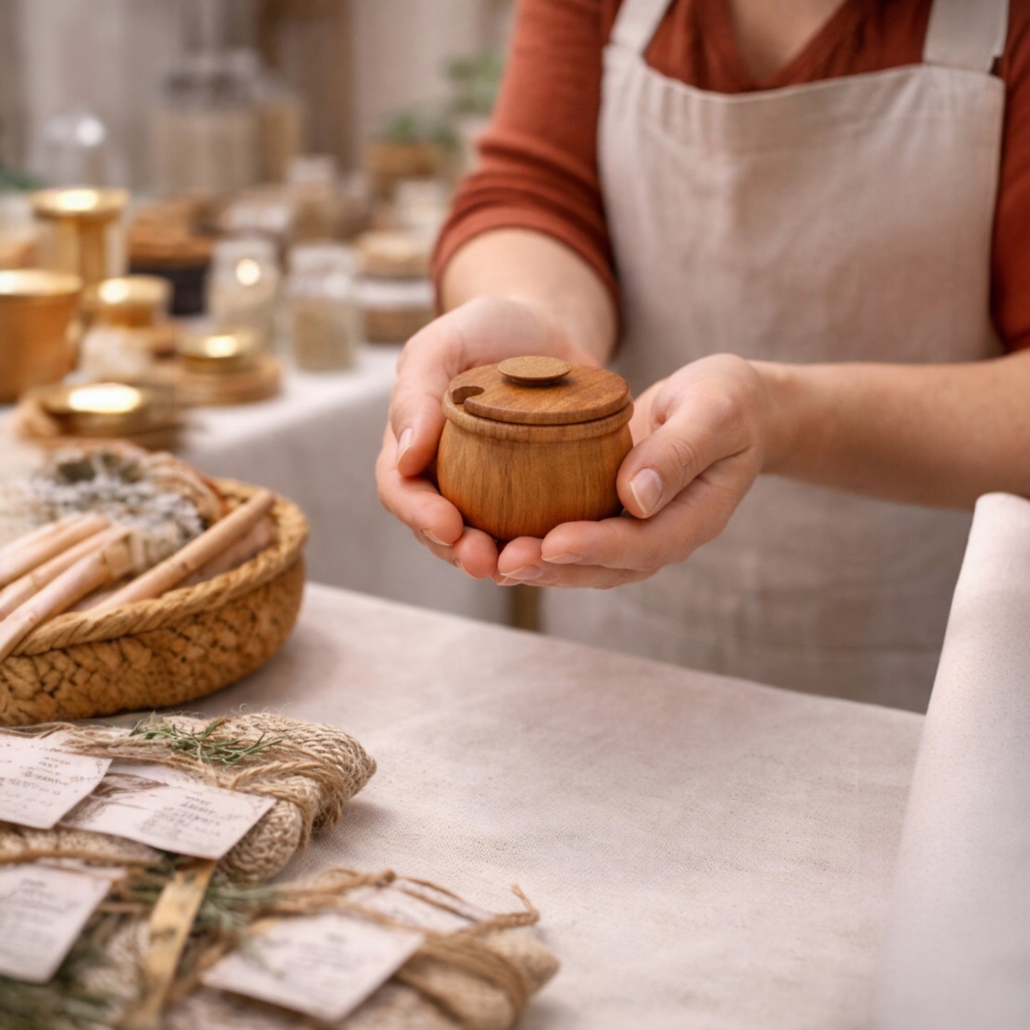 Vorratsdose aus Massivholz Buche mit Deckel – plastikfreie Küchenaufbewahrung