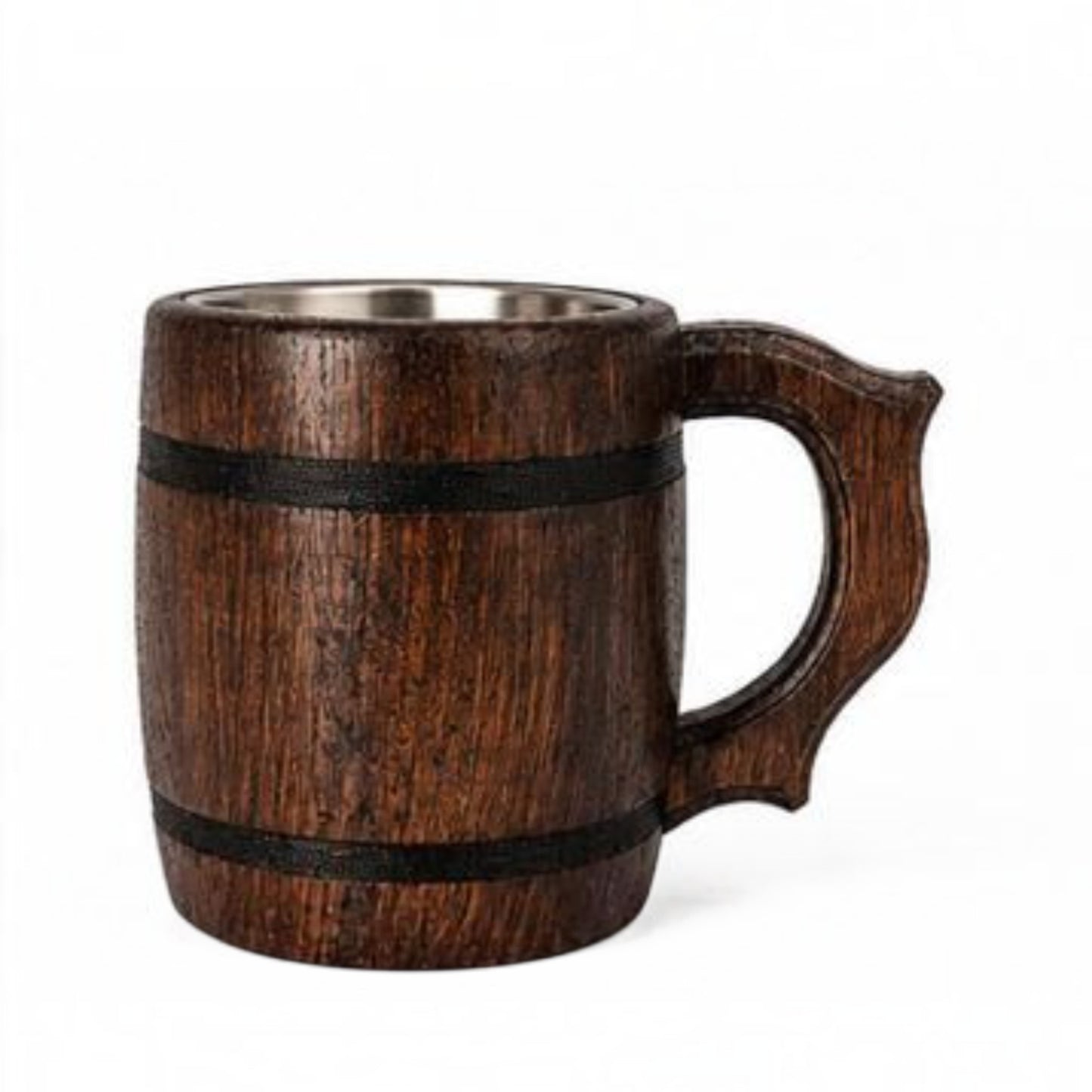 Holzbierkrug 0,5 L mit Edelstahleinsatz | Geschenk