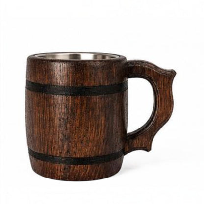 Holzbierkrug 0,5 L mit Edelstahleinsatz | Geschenk