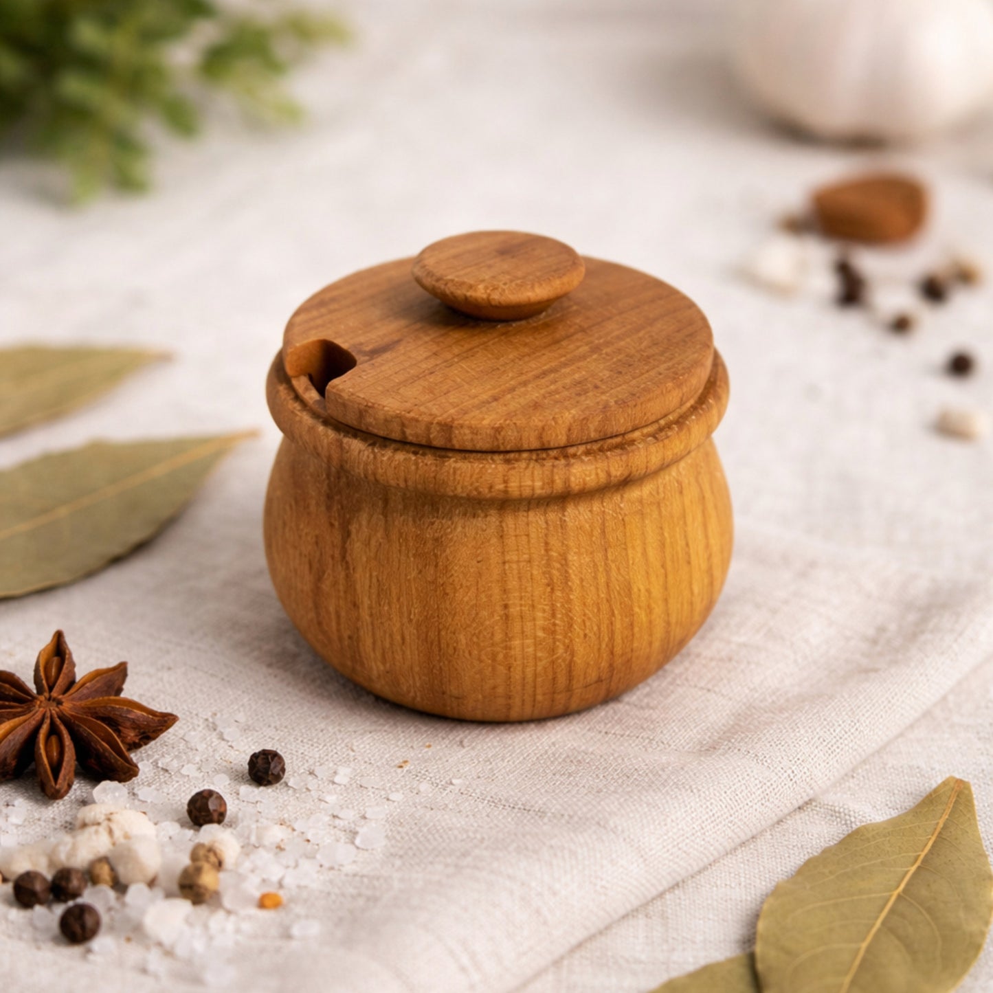 Vorratsdose aus Massivholz Buche mit Deckel – plastikfreie Küchenaufbewahrung