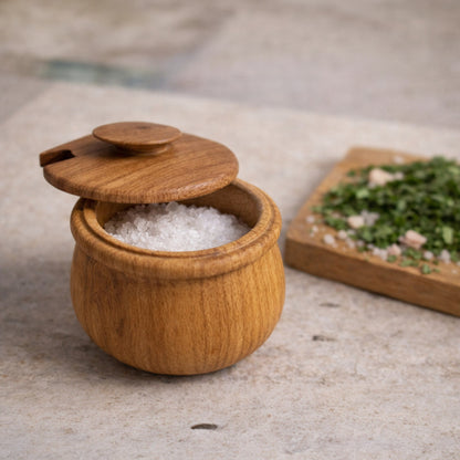 Vorratsdose aus Massivholz Buche mit Deckel – plastikfreie Küchenaufbewahrung
