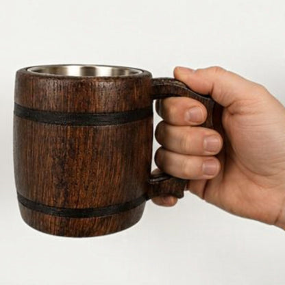 Holzbierkrug 0,5 L mit Edelstahleinsatz | Geschenk