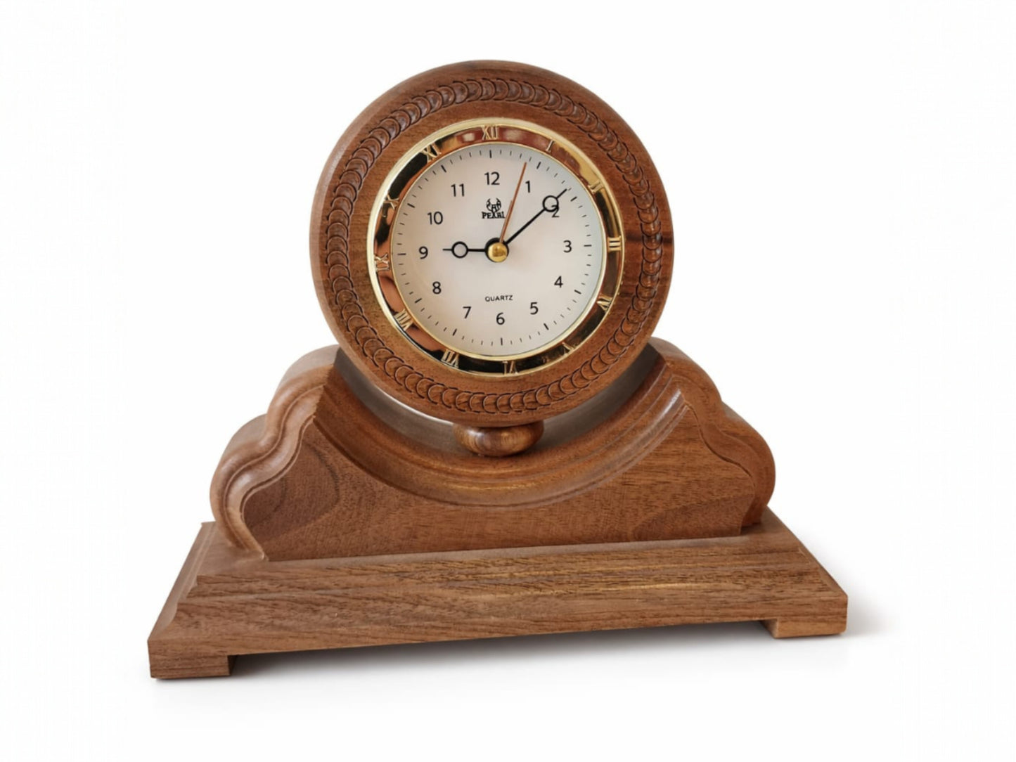 Klassische Kaminuhr aus Holz – Vintage Tischuhr