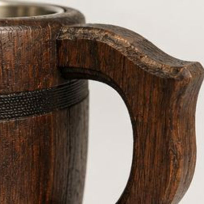 Holzbierkrug 0,5 L mit Edelstahleinsatz | Geschenk
