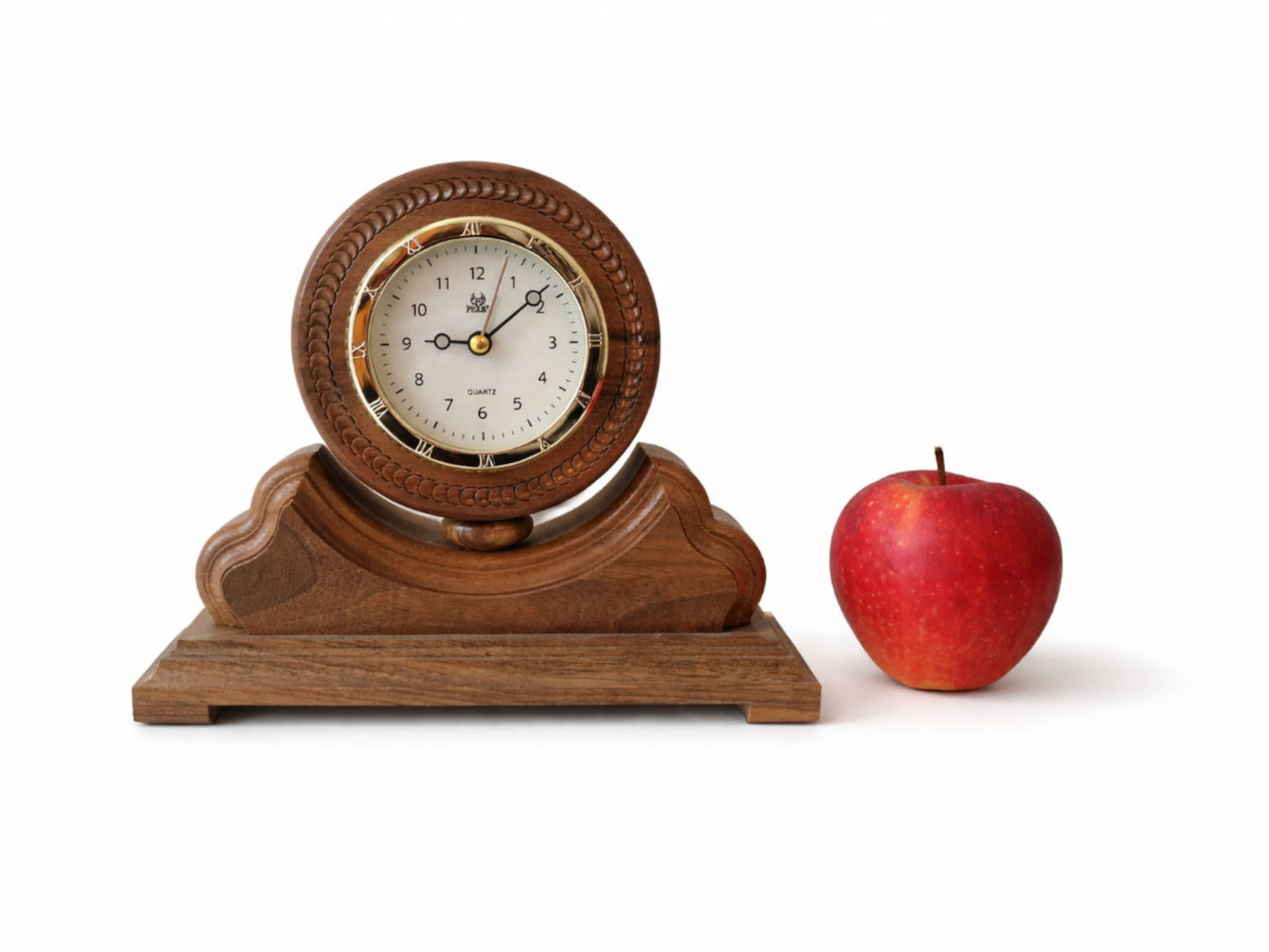 Klassische Kaminuhr aus Holz – Vintage Tischuhr