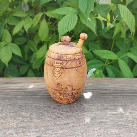Olive wood honey barrel