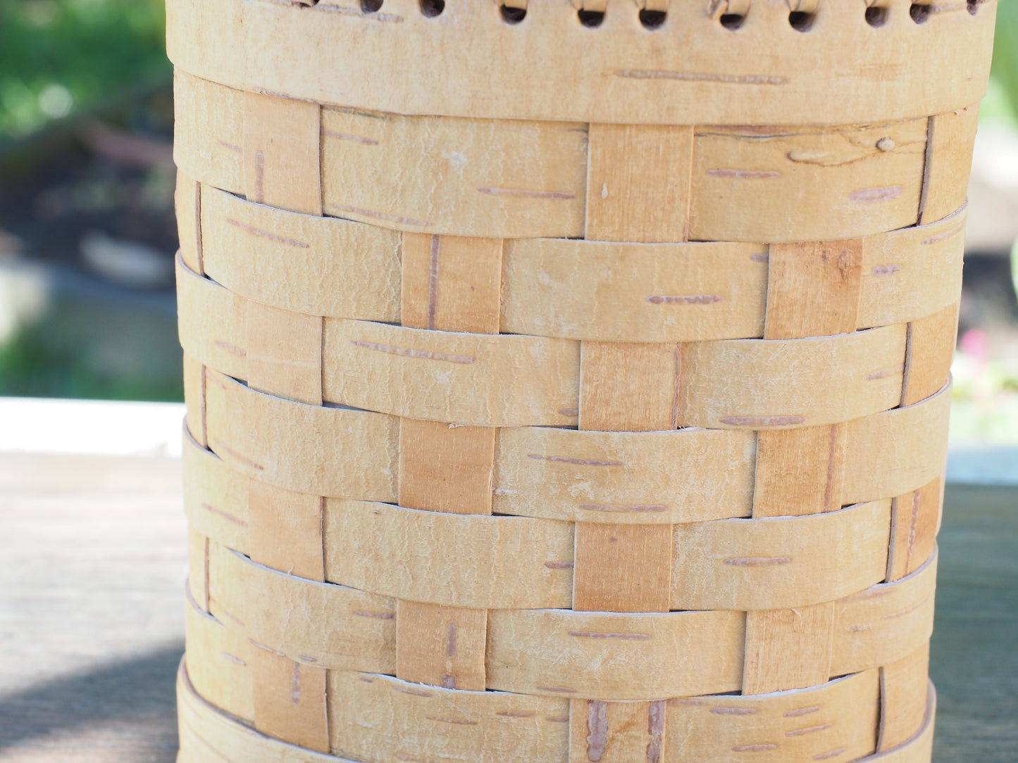 Storage boxes made of birch bark and birch wood, oval shape, braided