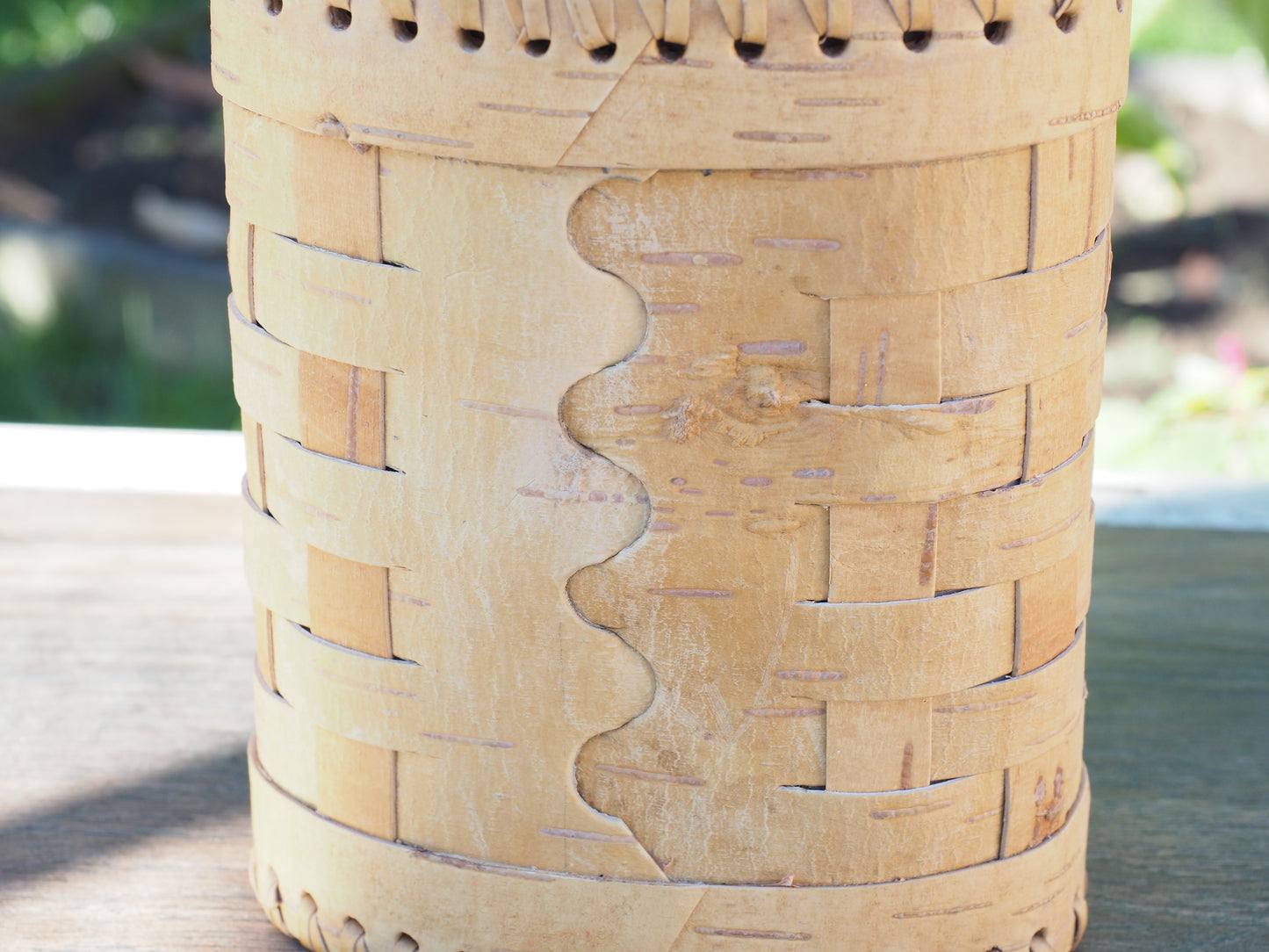 Storage boxes made of birch bark and birch wood, oval shape, braided