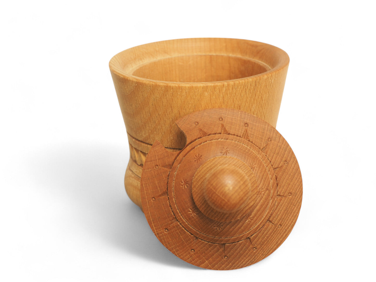 Handgefertigte Holzdose aus Buchenholz – Vorratsbehälter 150 ml, 14 cm, nachhaltig