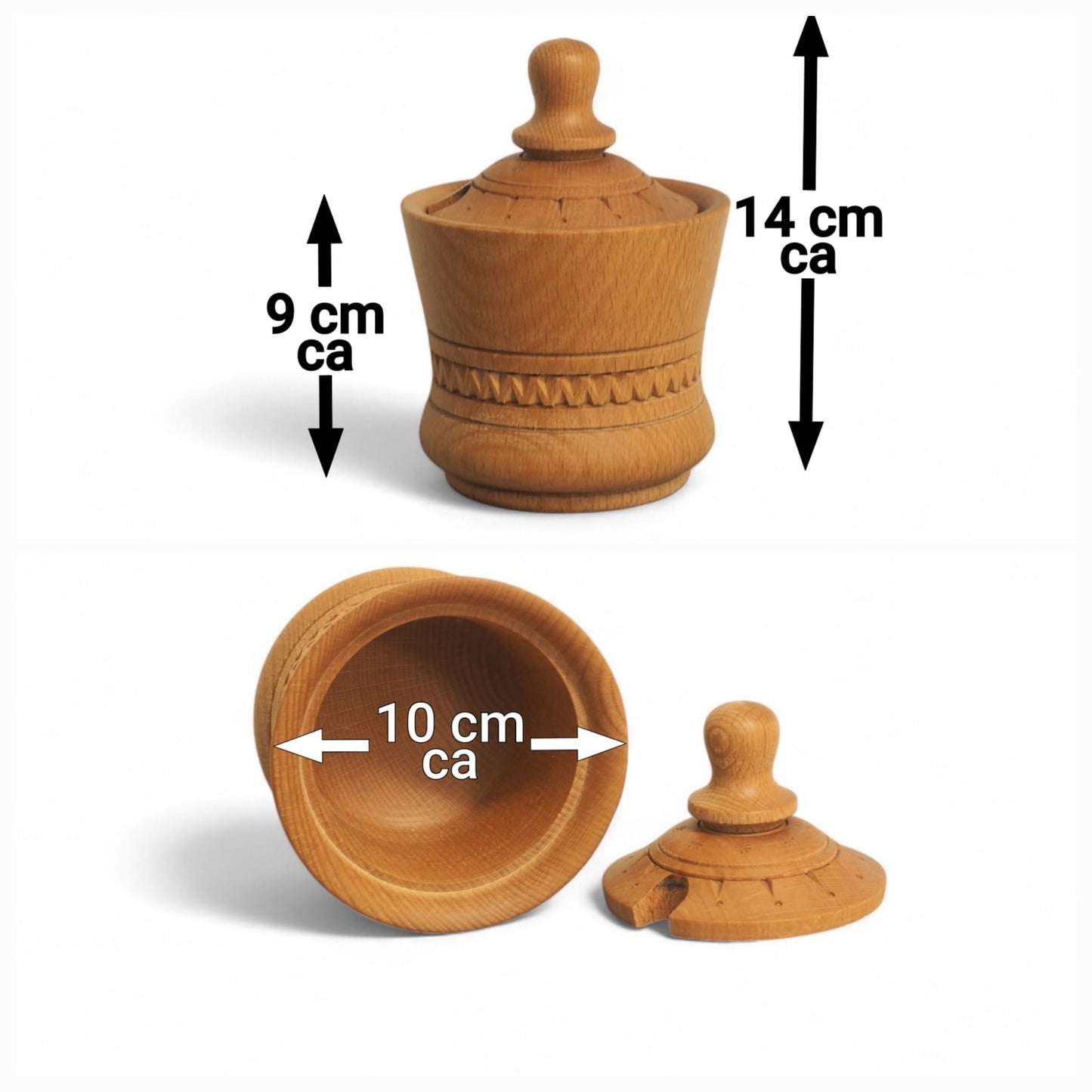 Handgefertigte Holzdose aus Buchenholz – Vorratsbehälter 150 ml, 14 cm, nachhaltig