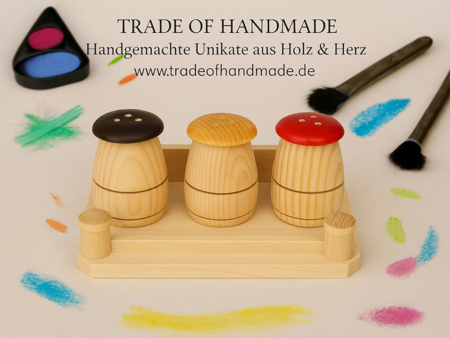 Handgemachtes Gewürzstreuer-Set aus Holz in Pilzform – Salz & Pfeffer Streuer nachhaltig & dekorativ