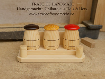 Handgemachtes Gewürzstreuer-Set aus Holz in Pilzform – Salz & Pfeffer Streuer nachhaltig & dekorativ
